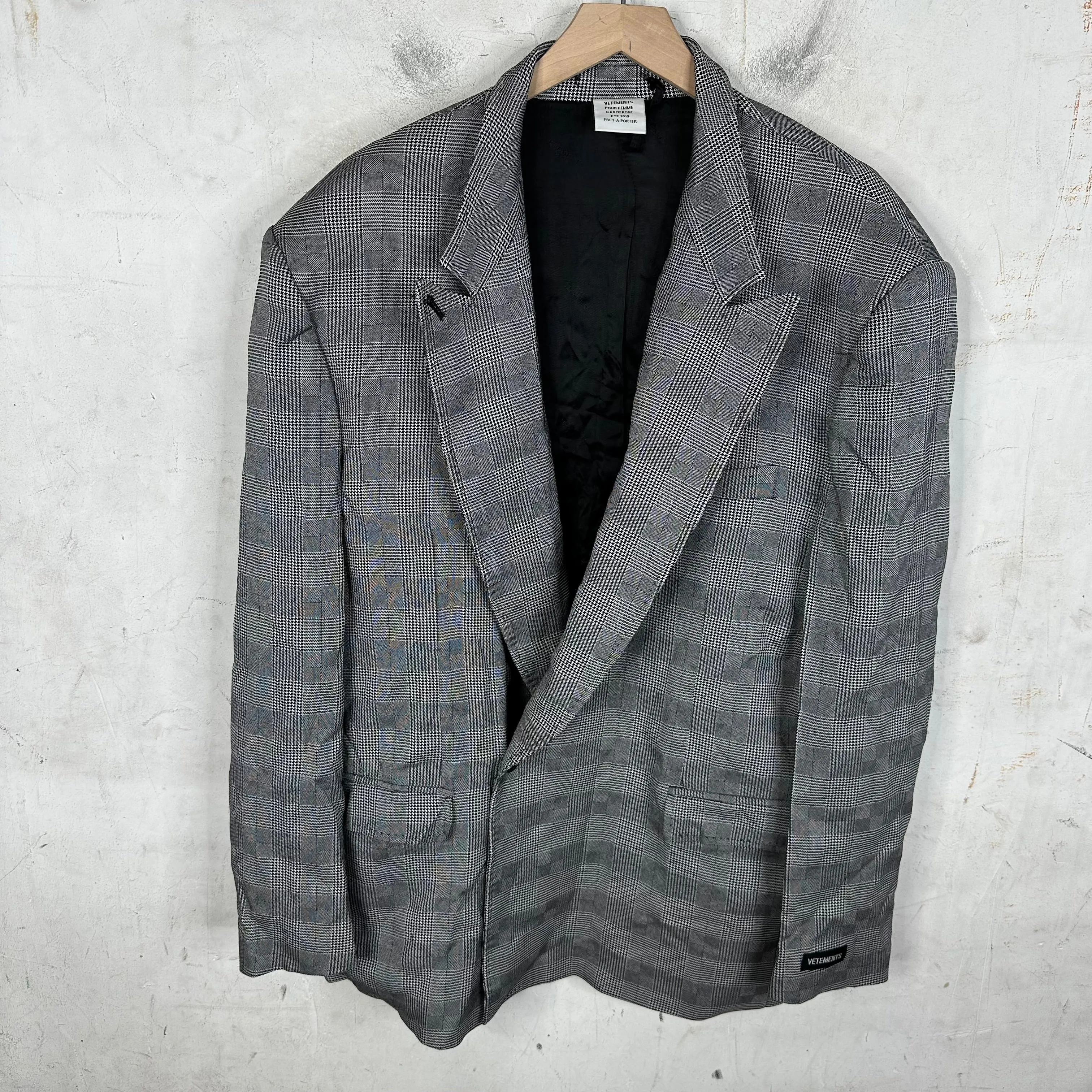 Vetements Grid Padded Shoulder Blazer