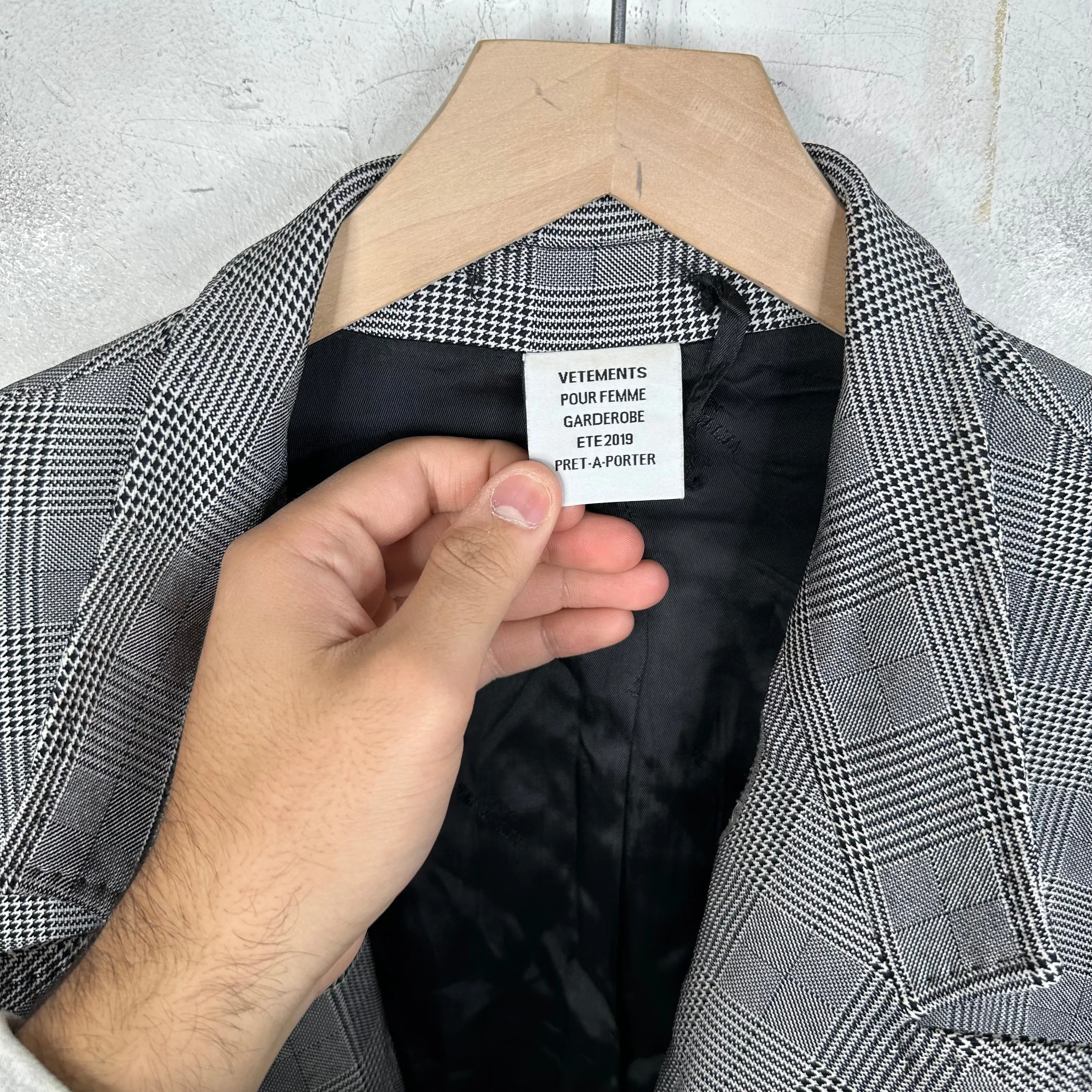 Vetements Grid Padded Shoulder Blazer