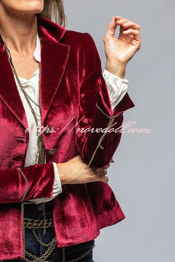 Vintage Gold Velvet Long Sleeve Pocket Blazer