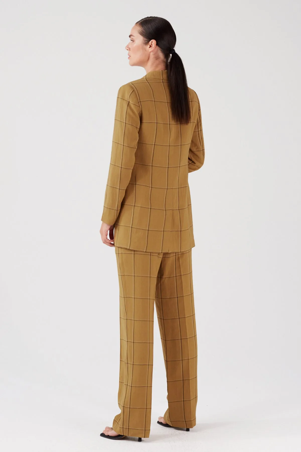 VISCOSE SINGLE BREASTED BLAZER IN CHECKS