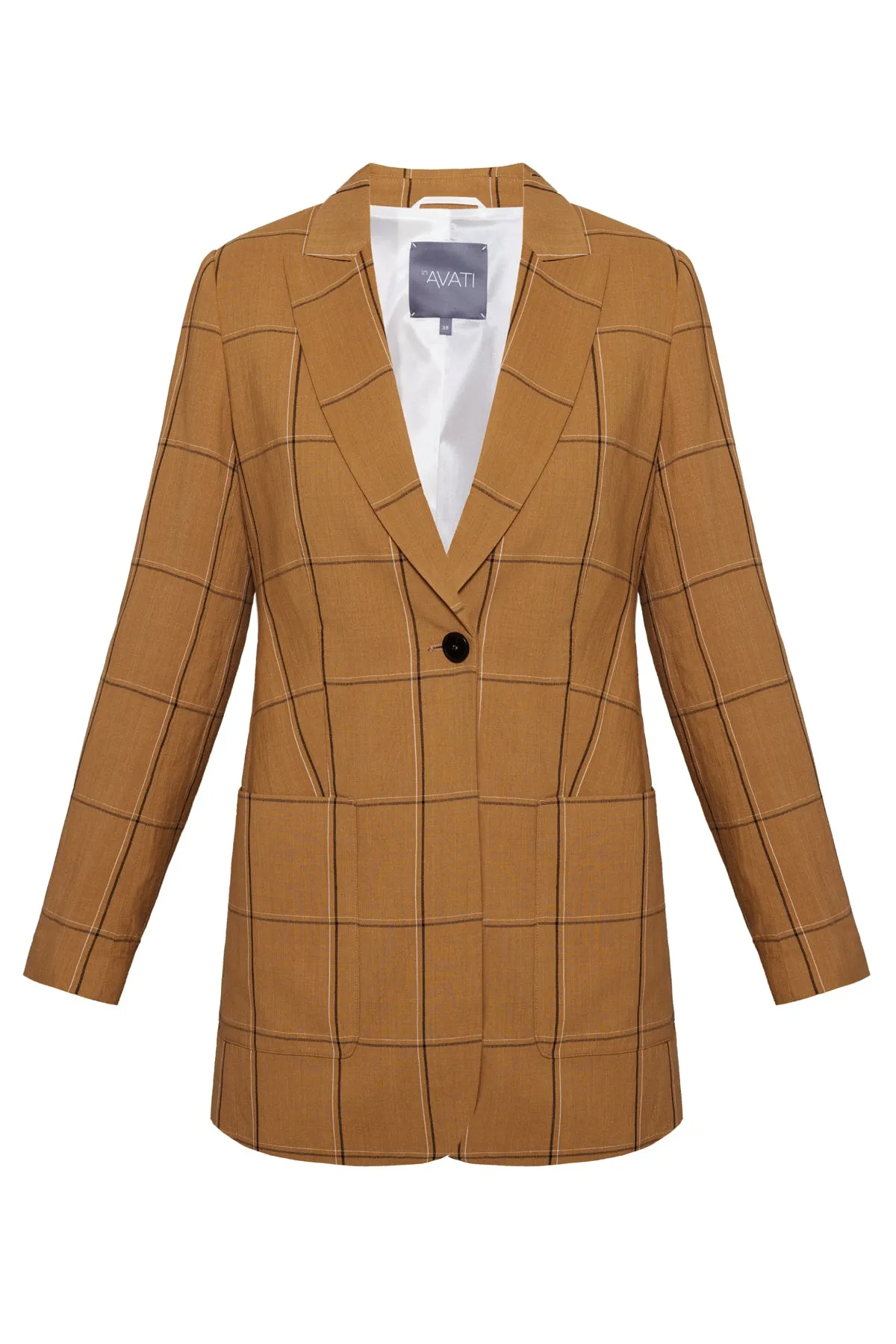 VISCOSE SINGLE BREASTED BLAZER IN CHECKS