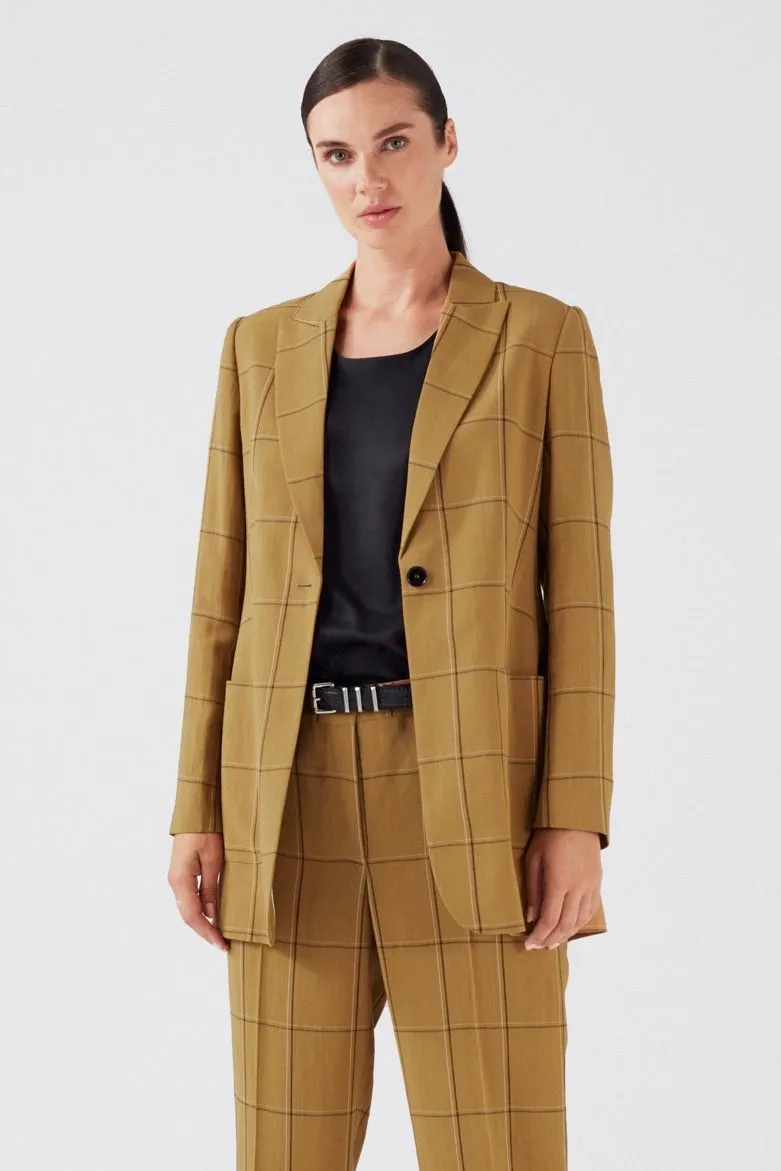 VISCOSE SINGLE BREASTED BLAZER IN CHECKS