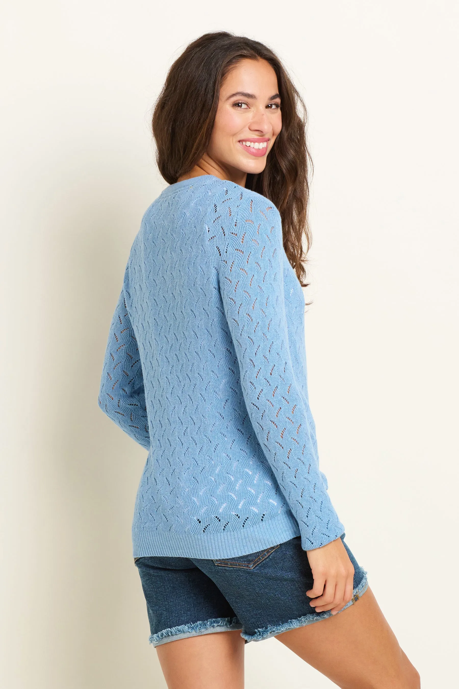 Wave Pointelle Knitted Cardigan