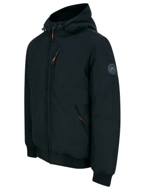 Yorker Padded Windbreaker Jacket with Borg Lined Hood in Jet Black - Tokyo Laundry