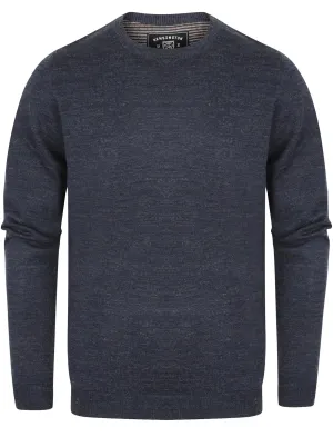 Zouma Wool Blend Crew Neck Jumper In Midnight Blue Marl - Kensington Eastside